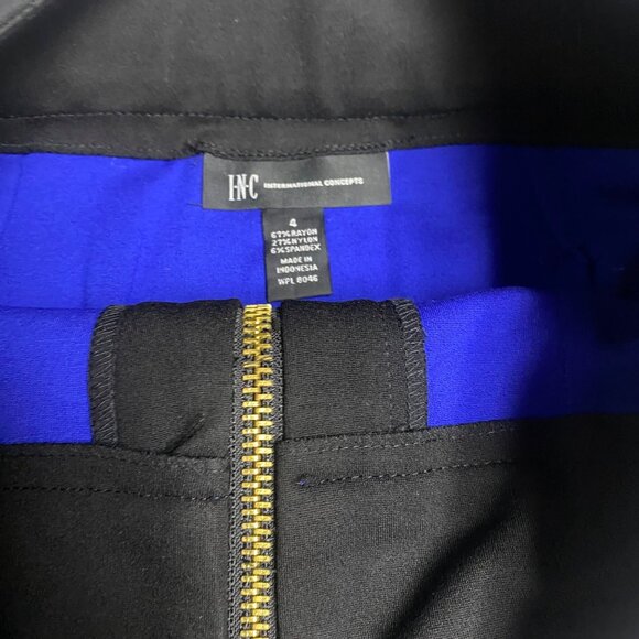 Inc Womens Blue &‎ Black Mini Skirt With Front Pockets & Zipper Closure 4 - Picture 4 of 5